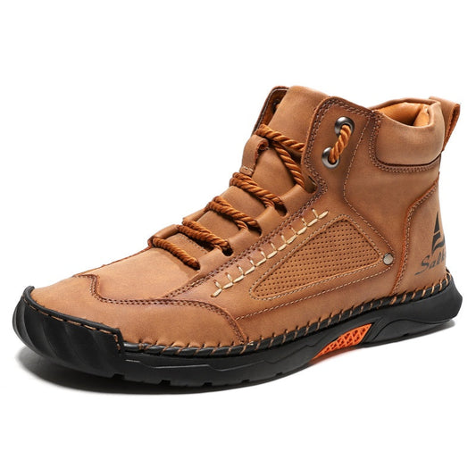 (π#2 Best Seller) Men's Handmade Leather Boots Waterproof Arch Support Spacious Toe Box