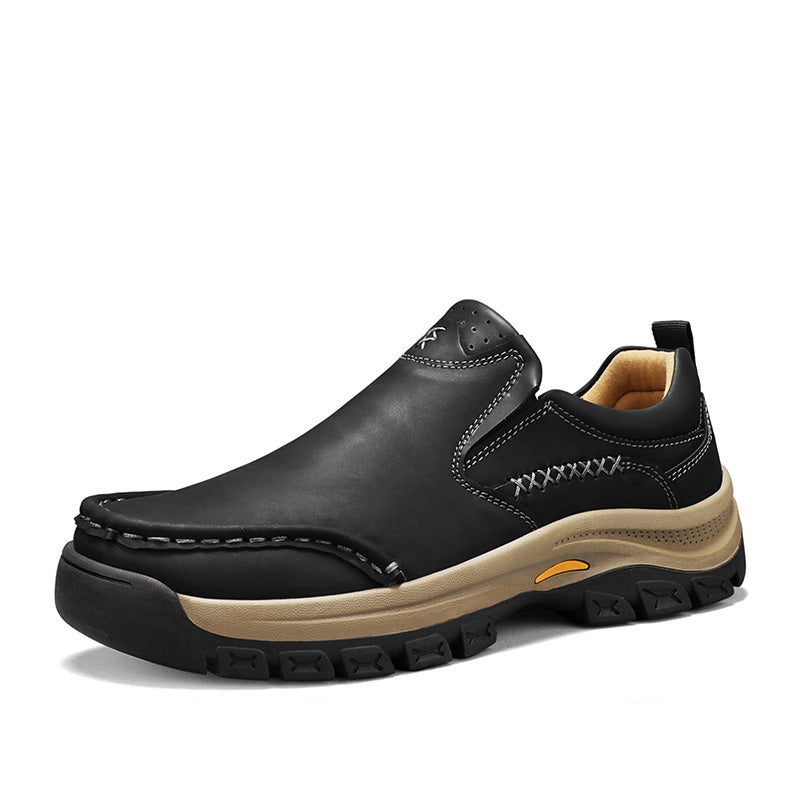 Men’s Handmade Leather Work Shoes – Arch Support, Wide Toe Box, Breathable Lining, Lightweight Protective & Slip-Resistant for Outdoor Work