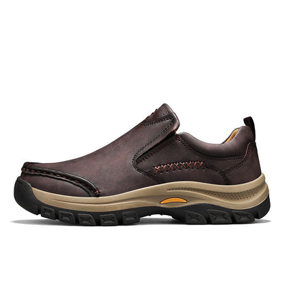 Men’s Handmade Leather Work Shoes – Arch Support, Wide Toe Box, Breathable Lining, Lightweight Protective & Slip-Resistant for Outdoor Work