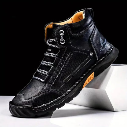 (🎁#2 Best Seller) Men's Handmade Leather Boots Waterproof Arch Support Spacious Toe Box