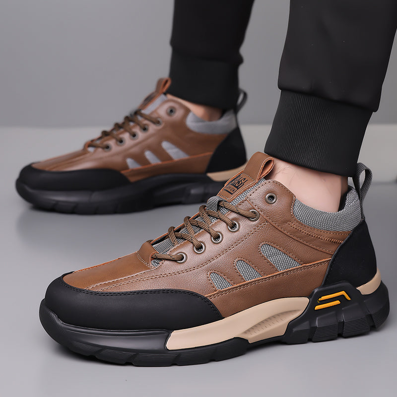 💥 12 HOURS. NO PAIN. Men’s Comfort Leather Outdoor Shoes – Arch Support, Wide Toe Box, Breathable Lining, Lightweight & Slip-Resistant for All-Day Wear