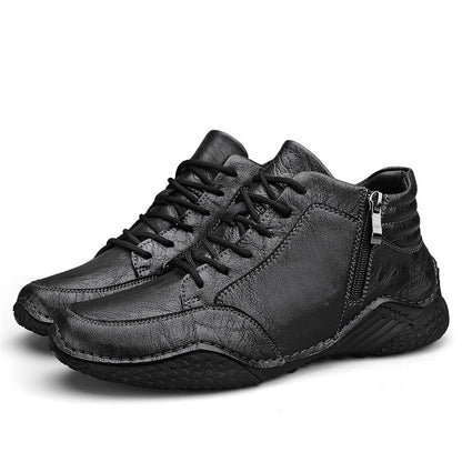 ⏰Limited-Time 70% OFF –Men's Orthopedic Ankle Boots Leather with Zip – Arch Support, Non-Slip, Waterproof, Boots for Work & Outdoors