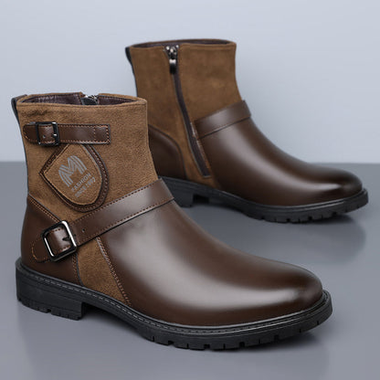 Men’s Orthopedic Motorcycle Handmade Boot–Pressure Relief, Waterproof, Slip-Resistant, Wide Toe, Arch&Ankle Support