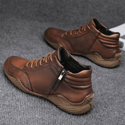 ⏰Limited-Time 70% OFF –Men's Orthopedic Ankle Boots Leather with Zip – Arch Support, Non-Slip, Waterproof, Boots for Work & Outdoors