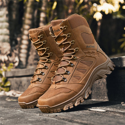 Men's Orthopedic Walking Boots - Built-In Arch Support; Waterproof Leather Upper; Wide Toe; Non-Slip; Ankle Support; Scratch&Smash&Puncture Resistant; Comfortable Hiking Boots