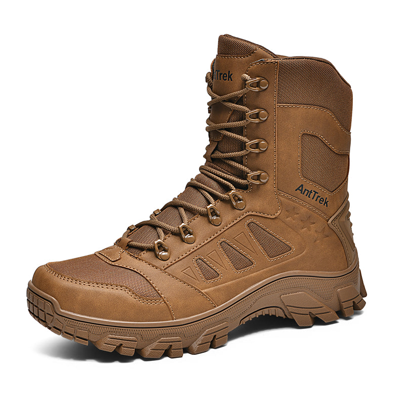 Men's Orthopedic Walking Boots - Built-In Arch Support; Waterproof Leather Upper; Wide Toe; Non-Slip; Ankle Support; Scratch&Smash&Puncture Resistant; Comfortable Hiking Boots