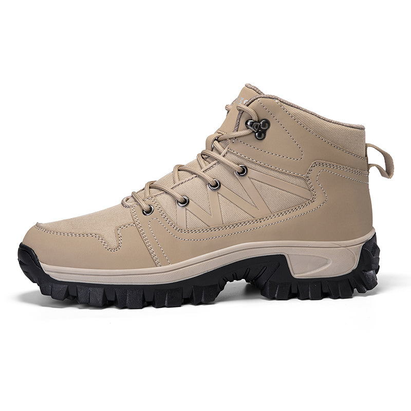 Men's Orthopedic Walking Boots - Built-In Arch Support; Ankle Support; Waterproof Leather Upper; Wide Toe; Non-Slip; Anti-Wear; Comfortable Hiking Boots