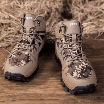 Men's Orthopedic Walking Boots - Built-In Arch Support; Ankle Support; Waterproof Leather Upper; Wide Toe; Non-Slip; Anti-Wear; Comfortable Hiking Boots