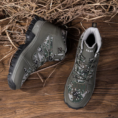 Men's Orthopedic Walking Boots - Built-In Arch Support; Ankle Support; Waterproof Leather Upper; Wide Toe; Non-Slip; Anti-Wear; Comfortable Hiking Boots