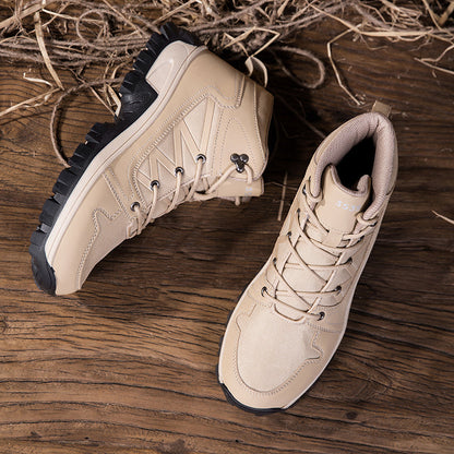 Men's Orthopedic Walking Boots - Built-In Arch Support; Ankle Support; Waterproof Leather Upper; Wide Toe; Non-Slip; Anti-Wear; Comfortable Hiking Boots