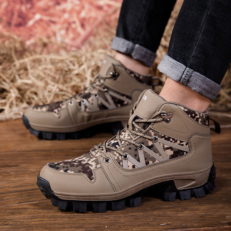 Men's Orthopedic Walking Boots - Built-In Arch Support; Ankle Support; Waterproof Leather Upper; Wide Toe; Non-Slip; Anti-Wear; Comfortable Hiking Boots