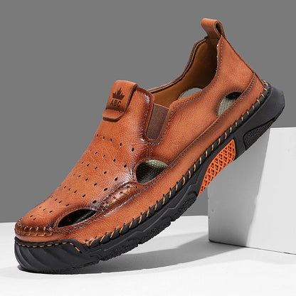 Men's Orthopedic Walking Shoes - Built-In Arch Support; Premium Leather Upper; Wide Toe; Non-Slip; Comfortable Work Shoes