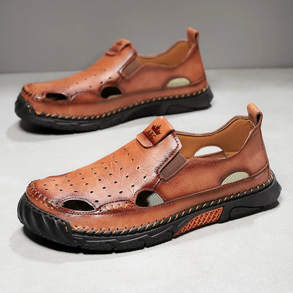 Men's Orthopedic Walking Shoes - Built-In Arch Support; Premium Leather Upper; Wide Toe; Non-Slip; Comfortable Work Shoes