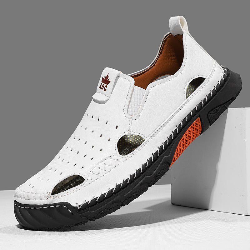 Men's Orthopedic Walking Shoes - Built-In Arch Support; Premium Leather Upper; Wide Toe; Non-Slip; Comfortable Work Shoes