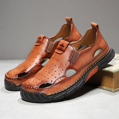 Men's Orthopedic Walking Shoes - Built-In Arch Support; Premium Leather Upper; Wide Toe; Non-Slip; Comfortable Work Shoes
