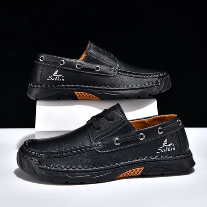 Men's Orthopedic Slip-Ons | Hand-Stitched Leather | 18mm Arch Support | 4E Wide Fit