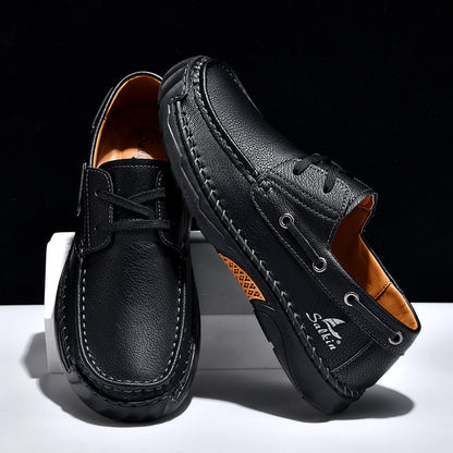 Men's Orthopedic Slip-Ons | Hand-Stitched Leather | 18mm Arch Support | 4E Wide Fit
