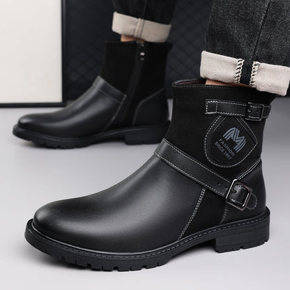Men’s Orthopedic Motorcycle Handmade Boot–Pressure Relief, Waterproof, Slip-Resistant, Wide Toe, Arch&Ankle Support