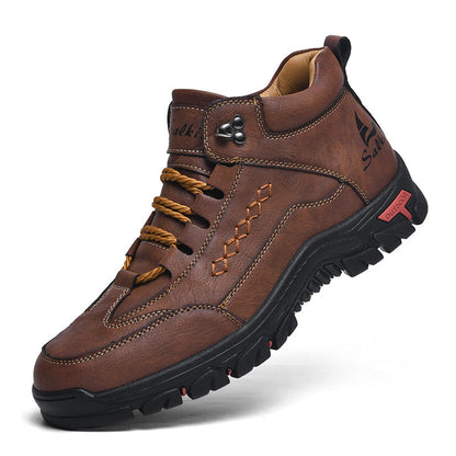 (🎁#5 Best Seller)  Men’s Orthopedic Handmade Leather Driving Boots–Pressure Relief, Waterproof, Slip-Resistant, Wide Toe, Arch&Ankle Support for Everyday & Travel