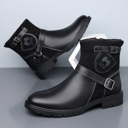 Men’s Orthopedic Motorcycle Handmade Boot–Pressure Relief, Waterproof, Slip-Resistant, Wide Toe, Arch&Ankle Support