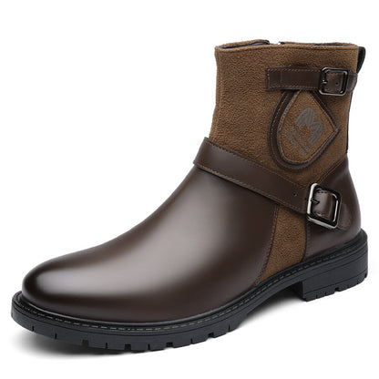 Men’s Orthopedic Motorcycle Handmade Boot–Pressure Relief, Waterproof, Slip-Resistant, Wide Toe, Arch&Ankle Support