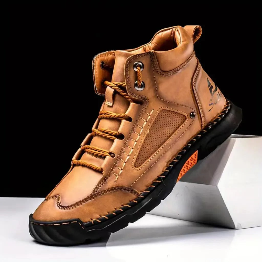 (🎁#2 Best Seller) Men's Handmade Leather Boots Waterproof Arch Support Spacious Toe Box