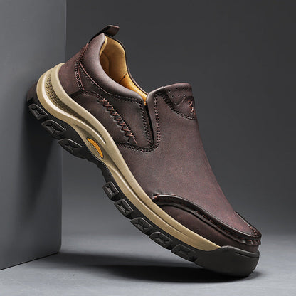 Men’s Handmade Leather Work Shoes – Arch Support, Wide Toe Box, Breathable Lining, Lightweight Protective & Slip-Resistant for Outdoor Work