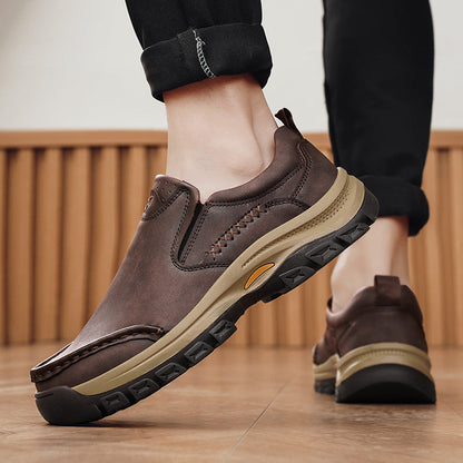 Men’s Handmade Leather Work Shoes – Arch Support, Wide Toe Box, Breathable Lining, Lightweight Protective & Slip-Resistant for Outdoor Work