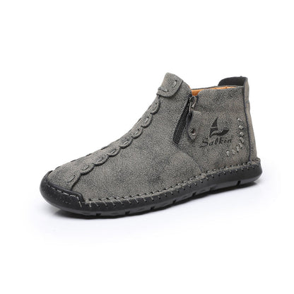 ⏰Limited-Time 70% OFF—Men’s Wide-Fit Handmade Driving Boots – Easy Zip, All-Day Comfort, Arch Support, Waterproof, Pressure Relief, Non-Slip Sole for Casual, Travel&Outdoor