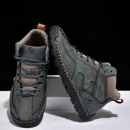 ⏰Limited-Time 70% OFF–Men's Comfortable Handmade Leather Boots – Waterproof, Arch Support, Pressure Relief, Spacious Toe Box Outdoor Leather Shoes