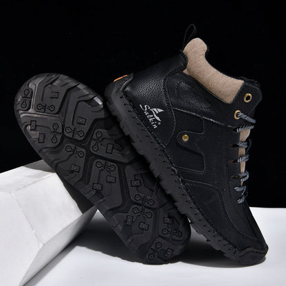 ⏰Limited-Time 70% OFF–Men's Comfortable Handmade Leather Boots – Waterproof, Arch Support, Pressure Relief, Spacious Toe Box Outdoor Leather Shoes