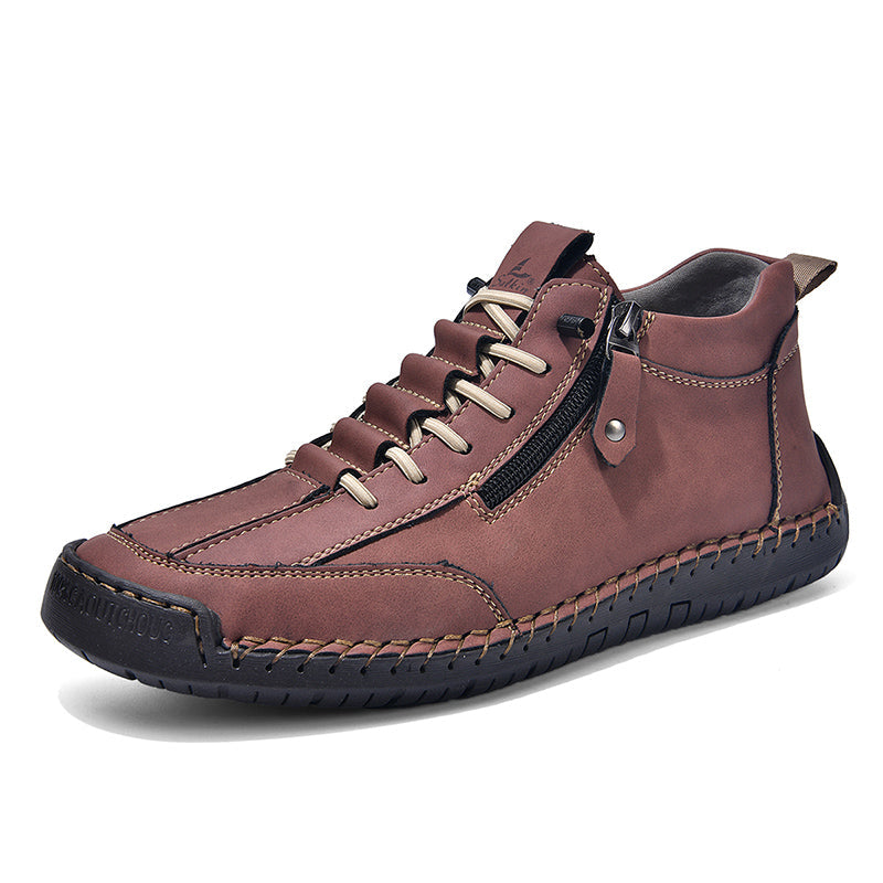 ⏰Limited-Time 70% OFF– Men’s Handmade Leather Work Boots – All-Day Comfort, Slip-Resistant, Wide Toe with Arch& Ankle Support