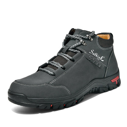 (💥Top Rated Choice) Men’s Orthopedic Handmade Leather Boots For All-Day Comfort–Pressure Relief, Waterproof, Slip-Resistant, Wide Toe Box