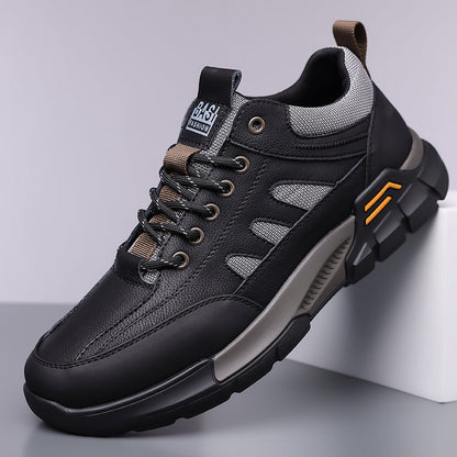 💥 12 HOURS. NO PAIN. Men’s Comfort Leather Outdoor Shoes – Arch Support, Wide Toe Box, Breathable Lining, Lightweight & Slip-Resistant for All-Day Wear