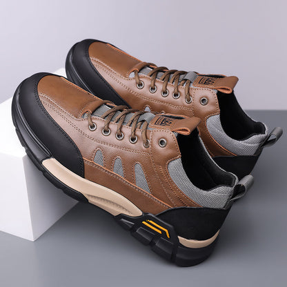 💥 12 HOURS. NO PAIN. Men’s Comfort Leather Outdoor Shoes – Arch Support, Wide Toe Box, Breathable Lining, Lightweight & Slip-Resistant for All-Day Wear