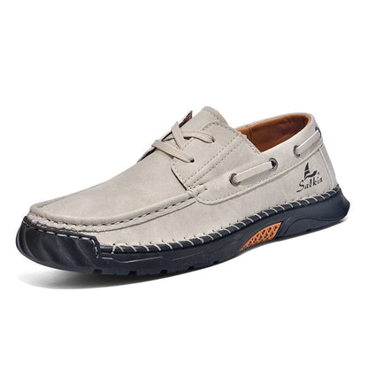 (💥Top Rated Choice)  Men’s Orthopedic Premium Handmade Leather Boat Shoes – Pressure Relief, Waterproof, Slip-Resistant, Wide Toe, Arch&Ankle Support for Everyday & Travel