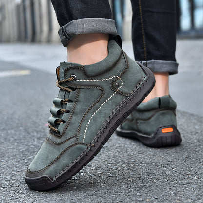 (💥Top Rated Choice) Men’s Handmade Leather Outdoor Shoes – Arch Support, Wide Fit, Comfortable, Rugged Non-Slip Sole for Work & Hiking