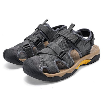 (💥Top Rated Choice) Men’s Outdoor Sport Sandals – Closed Toe, Adjustable Straps, Arch Support, Slip-Resistant for Hiking, Beach & Work