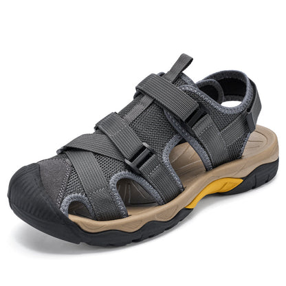 (💥Top Rated Choice) Men’s Outdoor Sport Sandals – Closed Toe, Adjustable Straps, Arch Support, Slip-Resistant for Hiking, Beach & Work