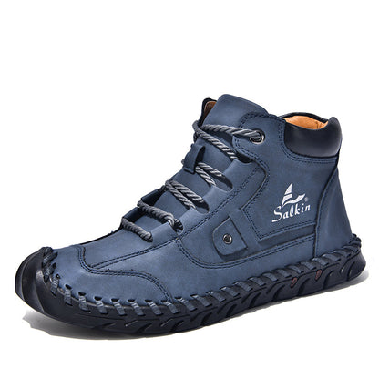 (🎁#8 Best Seller) Men’s Comfortable Orthopedic Leather Boots – Arch Support, Shock Absorbing, Wide Toe, Waterproof, Anti-Slip, Breathable, Lightweight & Handmade for Everyday & Outdoor Wear