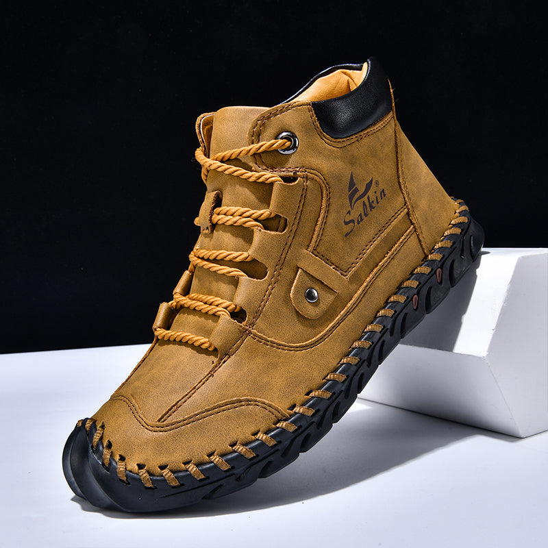 (🎁#8 Best Seller) Men’s Comfortable Orthopedic Leather Boots – Arch Support, Shock Absorbing, Wide Toe, Waterproof, Anti-Slip, Breathable, Lightweight & Handmade for Everyday & Outdoor Wear