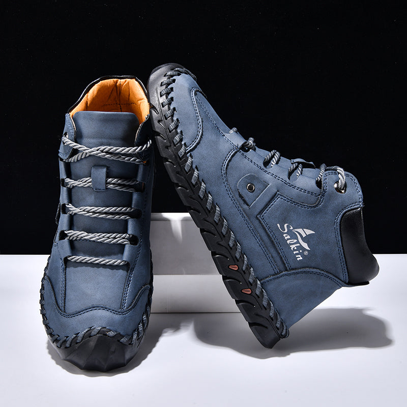 (🎁#8 Best Seller) Men’s Comfortable Orthopedic Leather Boots – Arch Support, Shock Absorbing, Wide Toe, Waterproof, Anti-Slip, Breathable, Lightweight & Handmade for Everyday & Outdoor Wear