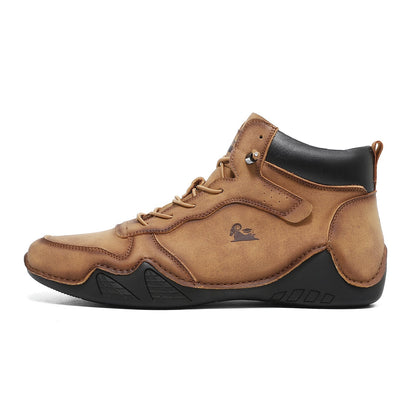 (⏰Last Day 70% OFF🔥) Men’s Mid-Top Leather Boots – Slip-On, Lightweight & Shock-Absorbing for Warehouse Work, Driving & Everyday Comfort, Durable for 3 years