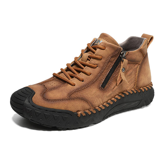 Men's Vintage Work Boots Outdoor - Handcrafted Stitching, Waterproof & Slip-Resistant
