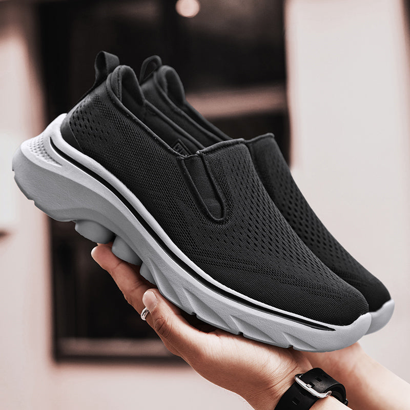 Men‘s’ Slip-On Running Walking Shoes - Zero Laces Comfort, Non-Slip Traction & Cushioned Support