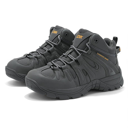 (🔥Last Day Promotion 70% OFF 🎁) Men’s Leather Hiking and Work Boots, Waterproof Lightweight Orthopedic Comfort, Slip Resistant Anti Puncture, Shock Absorbing Arch and Ankle Support, for Wet Trails Construction and Long Walks