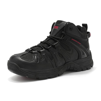 (🔥Last Day Promotion 70% OFF 🎁) Men’s Leather Hiking and Work Boots, Waterproof Lightweight Orthopedic Comfort, Slip Resistant Anti Puncture, Shock Absorbing Arch and Ankle Support, for Wet Trails Construction and Long Walks
