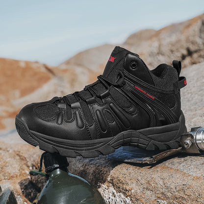 (🔥Last Day Promotion 70% OFF 🎁) Men’s Leather Hiking and Work Boots, Waterproof Lightweight Orthopedic Comfort, Slip Resistant Anti Puncture, Shock Absorbing Arch and Ankle Support, for Wet Trails Construction and Long Walks