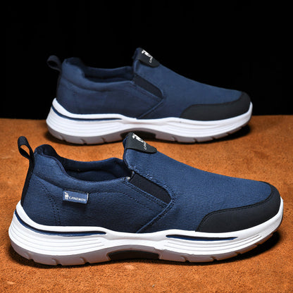 Men’s Slip-On Walking Shoes – Lightweight Cushioned Sole, Waterproof Mesh, Wide Toe Box, Arch Support & Non-Slip Traction