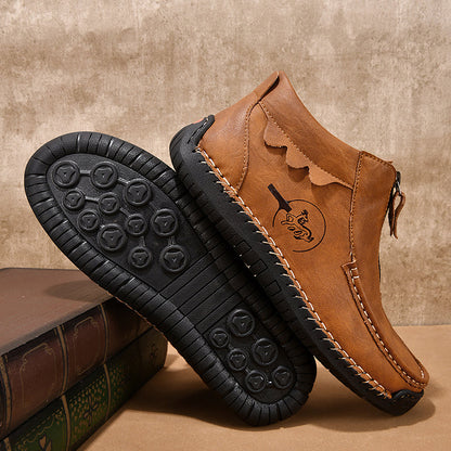 Men's Vintage Outdoor Work Boots – Orthopedic Comfort, Handcrafted Stitching, Waterproof & Non-Slip, Relieves Foot Pain